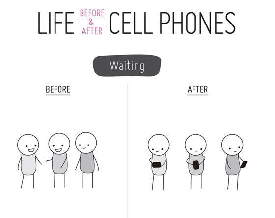 La vita prima e dopo gli smartphone: immagine completa su http://pinterest.com/pin/160511174191475053/